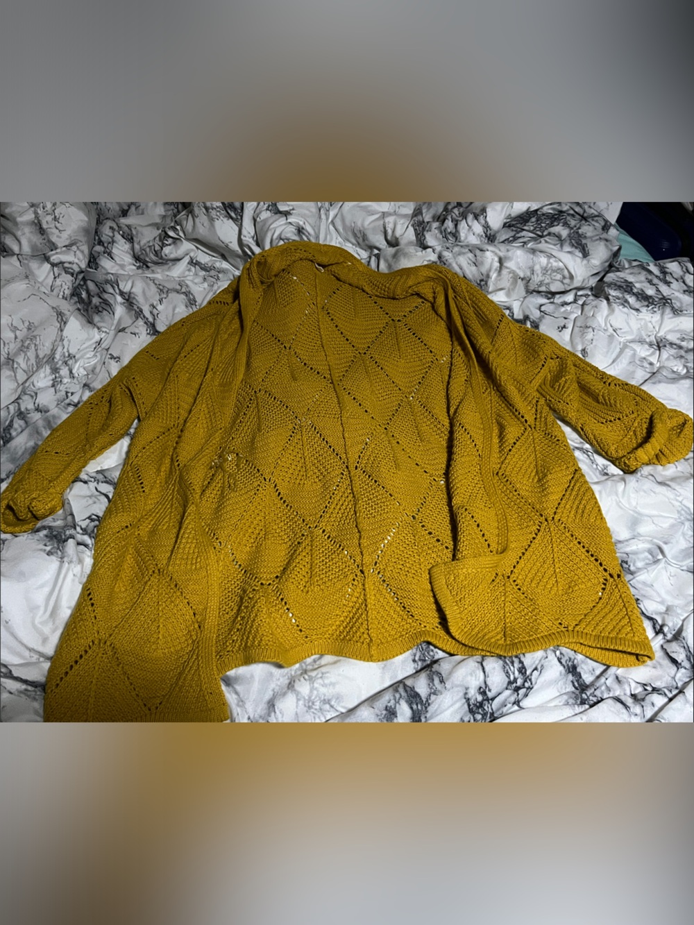 Maurices Mustard Yellow Open-Knit Cardigan